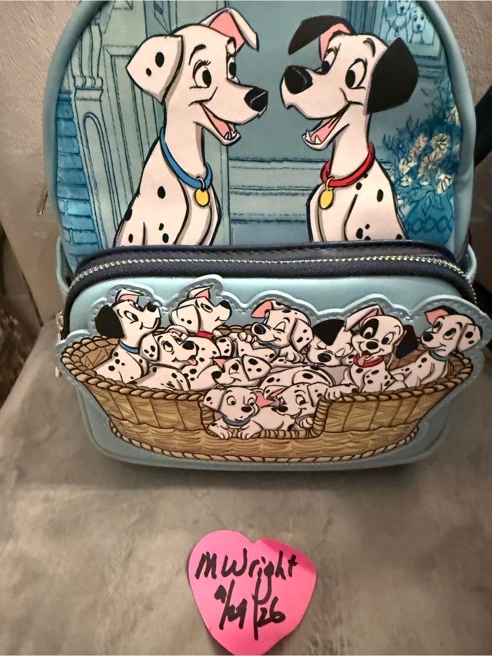 Disney 101 Dalmatians Light Blue Dog Backpack with front Pouch